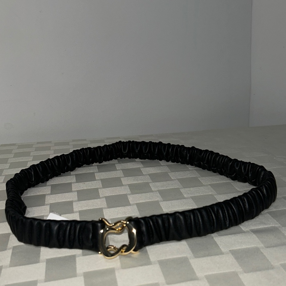 Express Black Elastic Belt with Gold Buckle